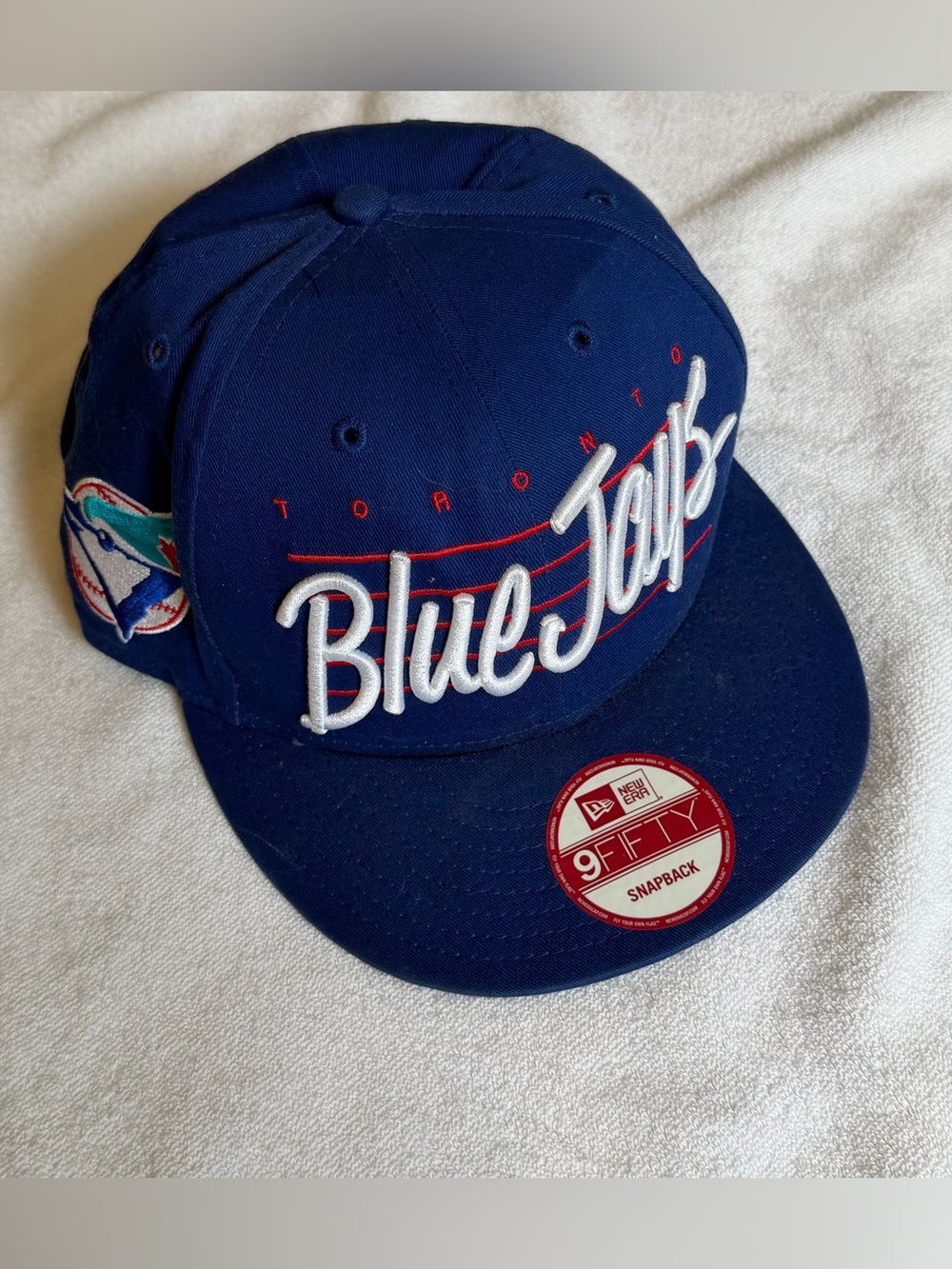 New Era 9Fifty Toronto Blue Jays Blue & White Snapback Hat with Red Accents